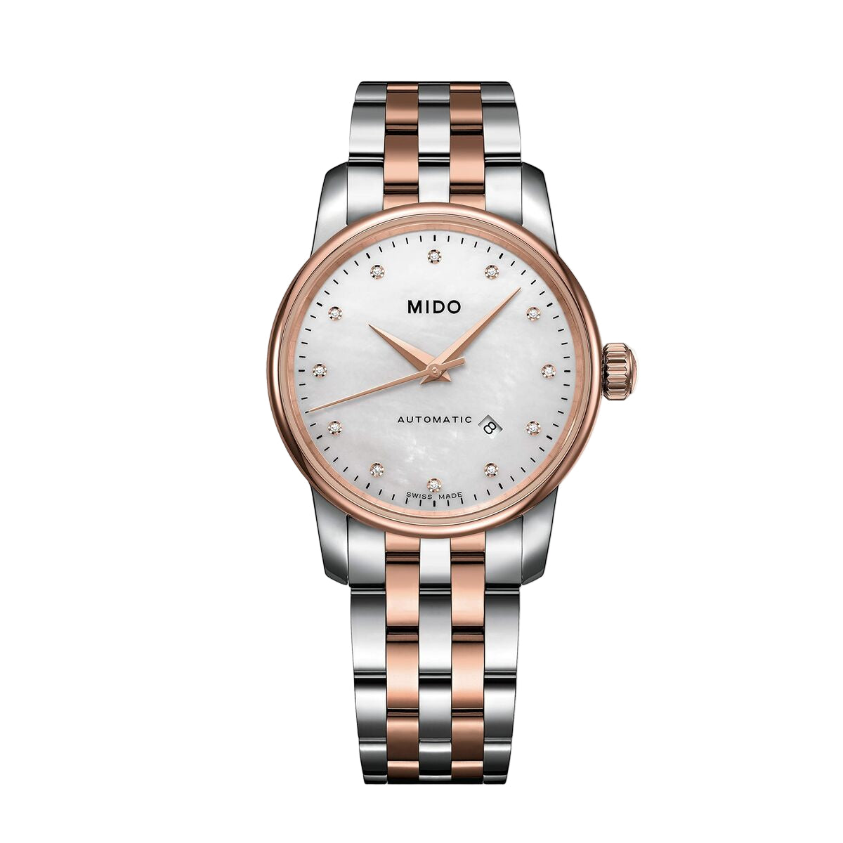 Montre Femme Mido – Automatique, Acier Inoxydable, Cadran Blanc, Verre Saphir