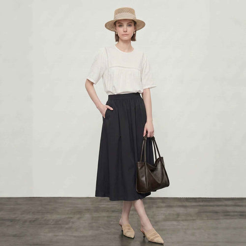 Embroidered Hollow-Out Linen Shirt For Women