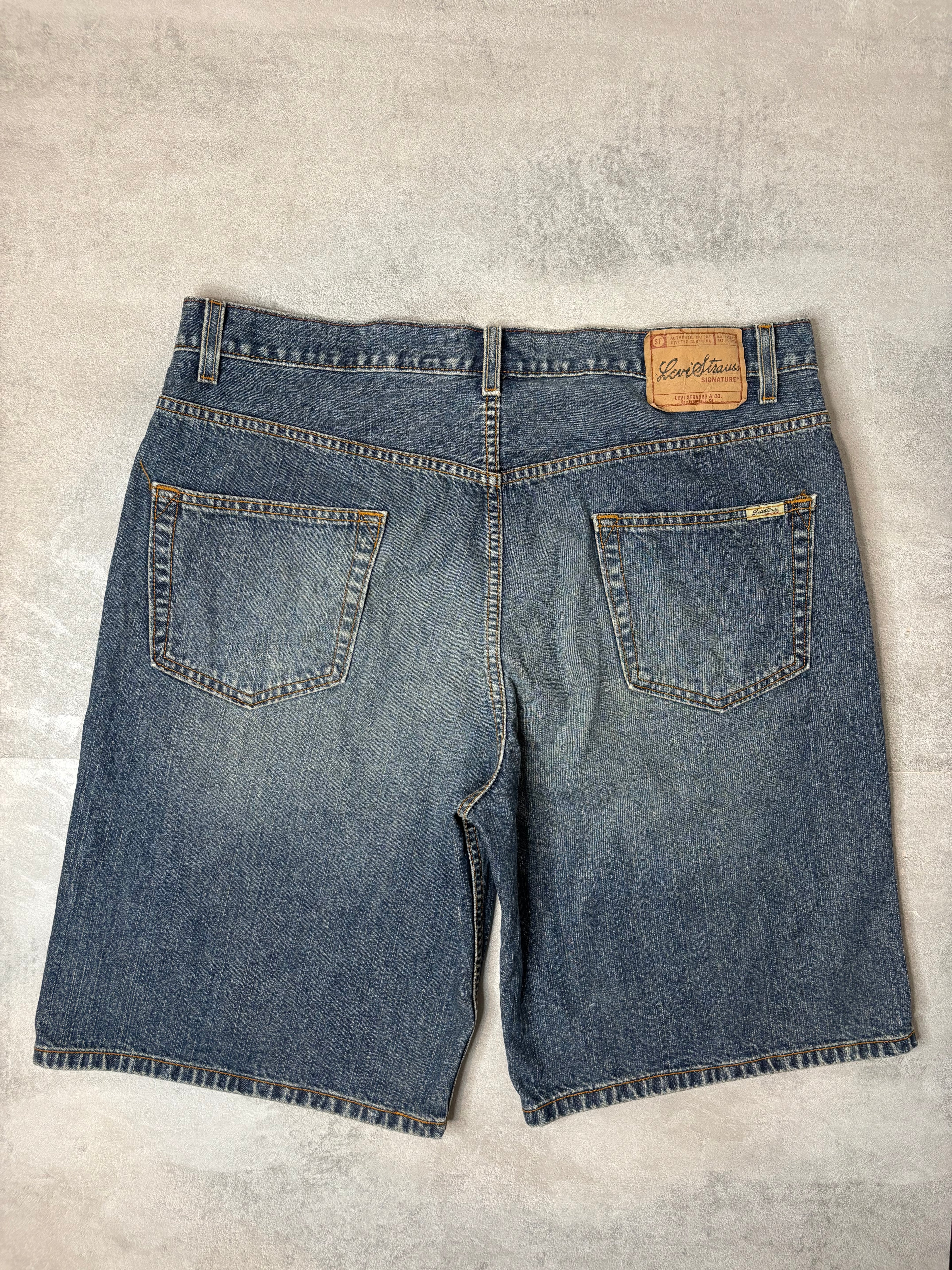 Levi Strauss Signature Short Jean Homme W38 FR48 Bleu Vintage 100% Coton Denim