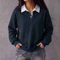 Fake Two-piece Spliced Polo-collar Sweatshirt