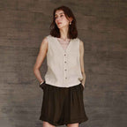 Gilet en lin à boutons