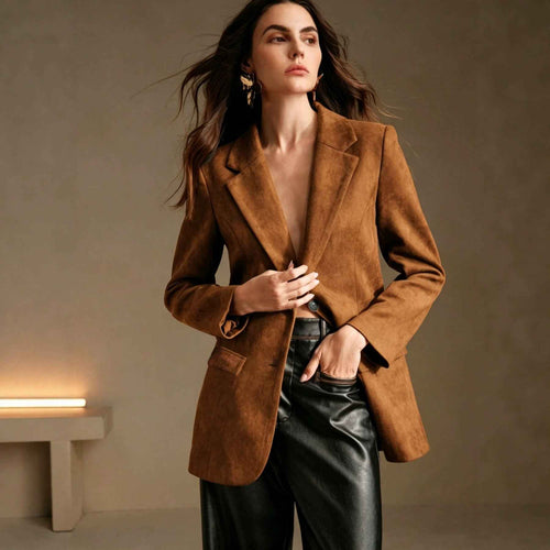 BLAZER EN SUÉDINE BOUTONNÉ