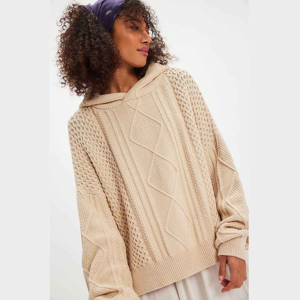 Solid-color Hooded Sweatshirt High-street Style Unisex Knitwear