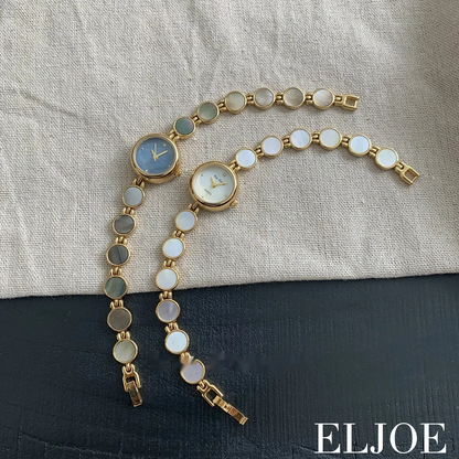 MONTRE FEMME ÉLÉGANTE QUATZ CADRAN ROND FRITILLAIRE - BRACELET DORÉ