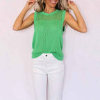 Top Femme Sans Manches Maille Fine - Vert