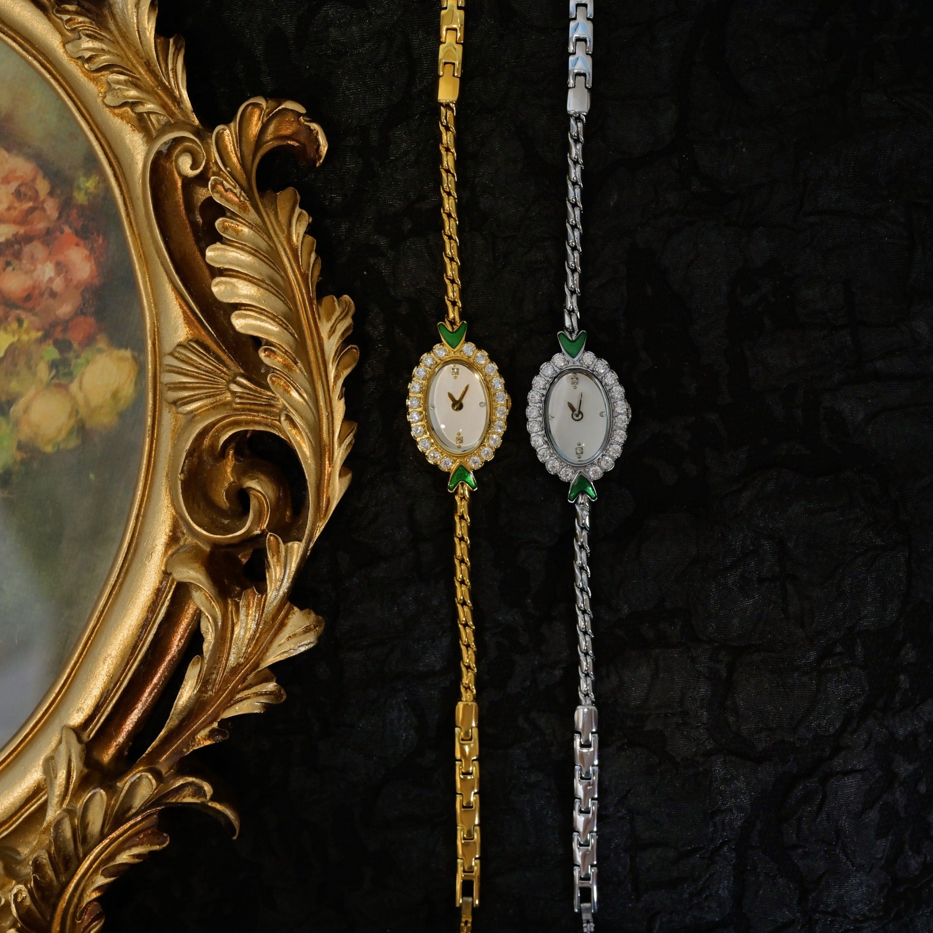 European Small Gold Women's Watch Handmade Inlaid Rhinestone Middle Ancient