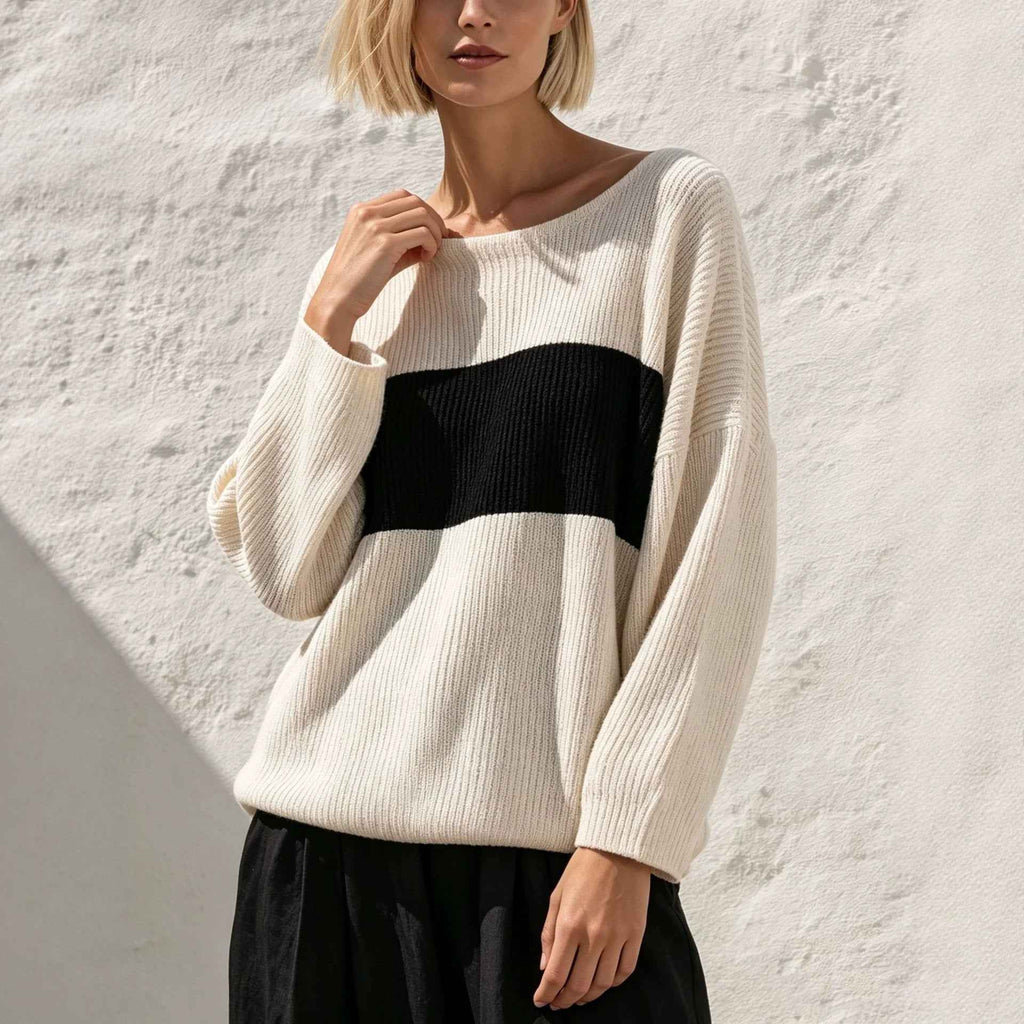 Loose-fit Crew-neck Sweater Womens Long-sleeve Top