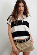 Polo Oversize Rayé Style Vintage - Y2K Crop Top