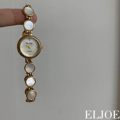 MONTRE FEMME ÉLÉGANTE QUATZ CADRAN ROND FRITILLAIRE - BRACELET DORÉ