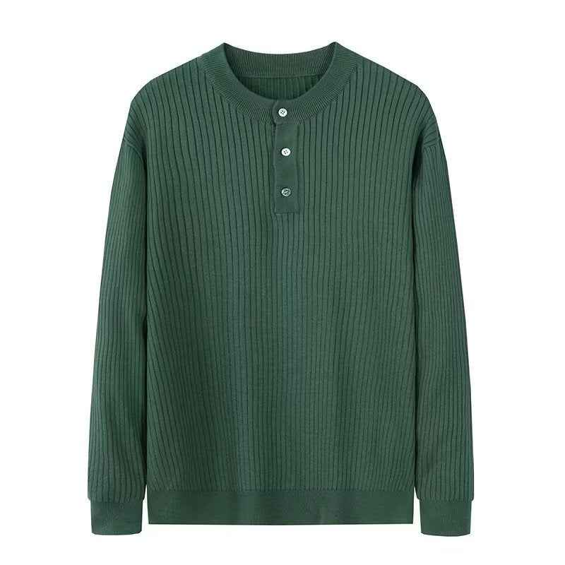 Pull Homme Coréen Maille Fine Col Boutonné – Style Casual Chic