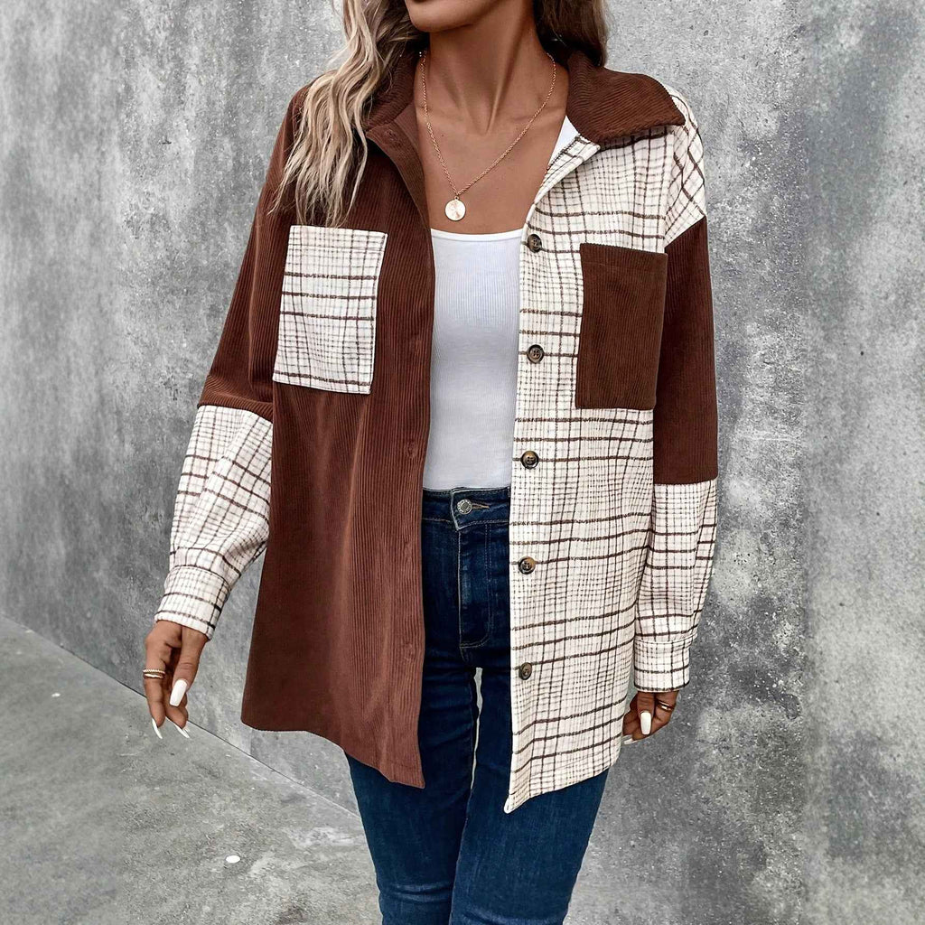 Surchemise Oversize Patchwork Velours et Carreaux