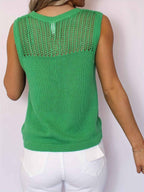 Top Femme Sans Manches Maille Fine - Vert