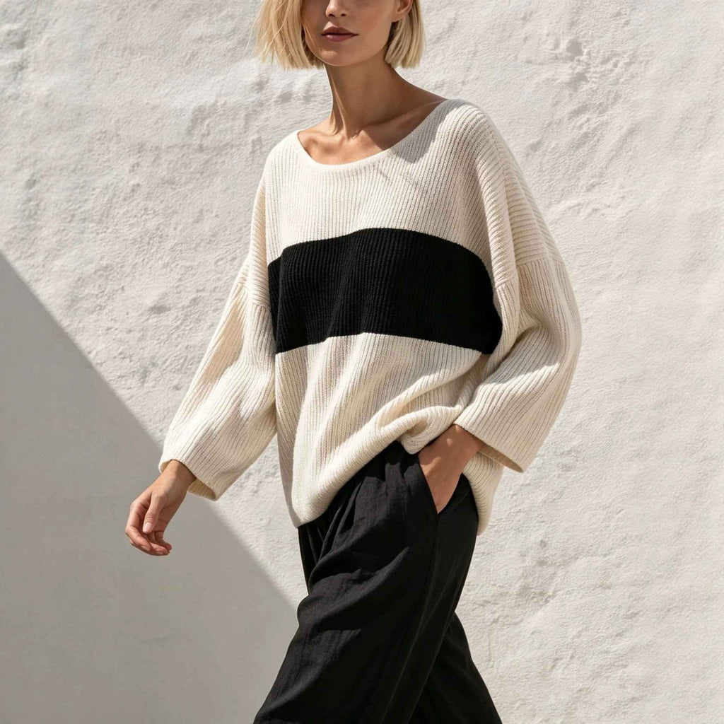 Loose-fit Crew-neck Sweater Womens Long-sleeve Top