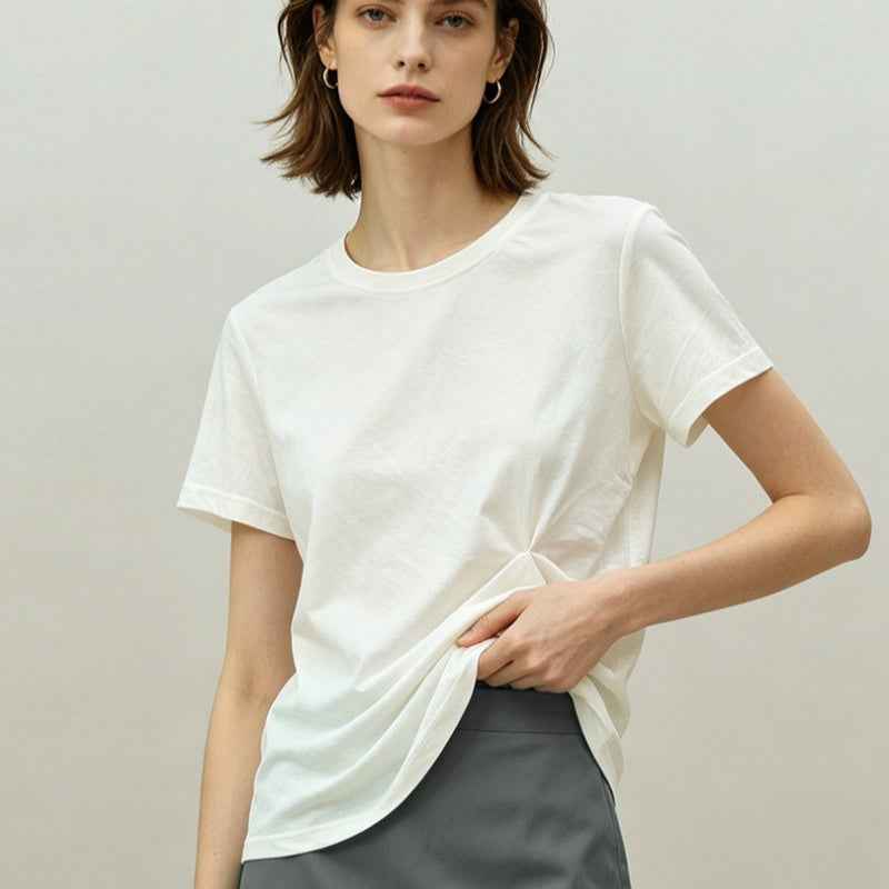 Short-sleeve Top For Women White And Sun-protective