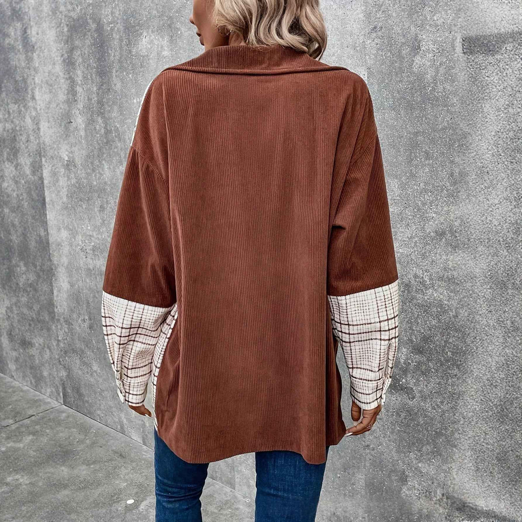 Surchemise Oversize Patchwork Velours et Carreaux