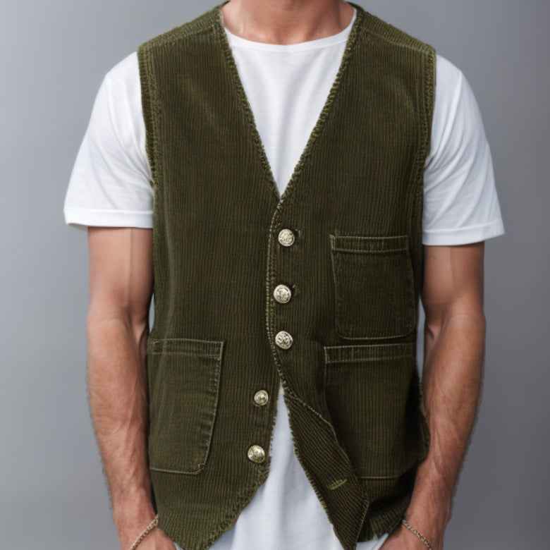 Cardigan Homme Velours Côtelé Rétro