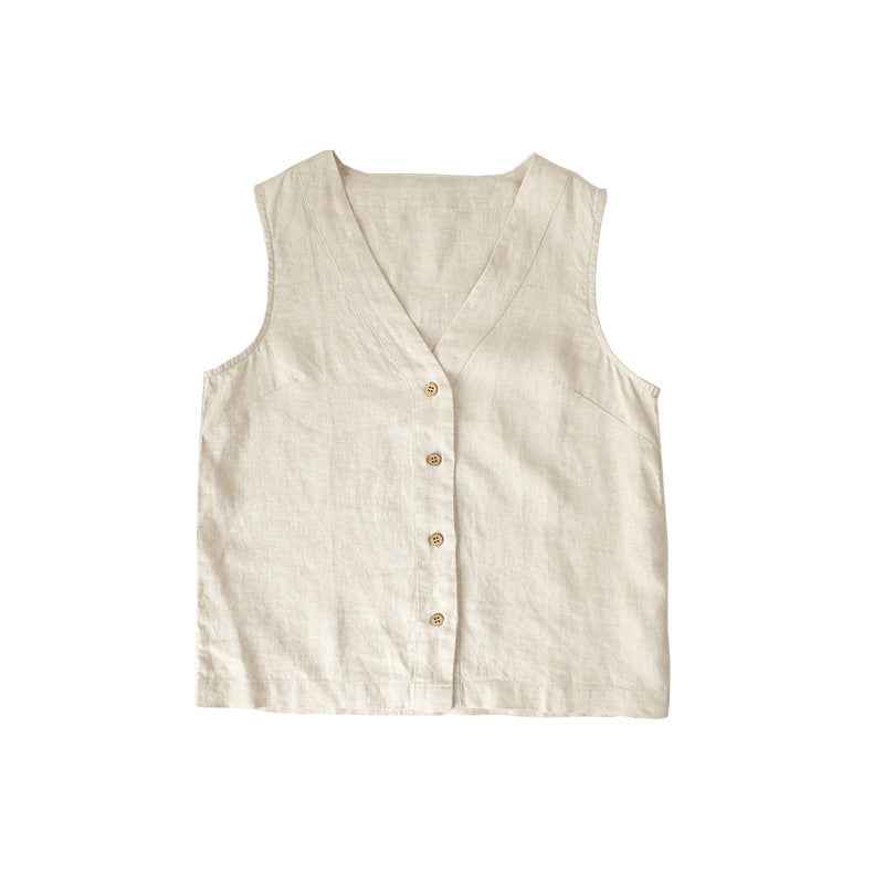 Gilet en lin à boutons
