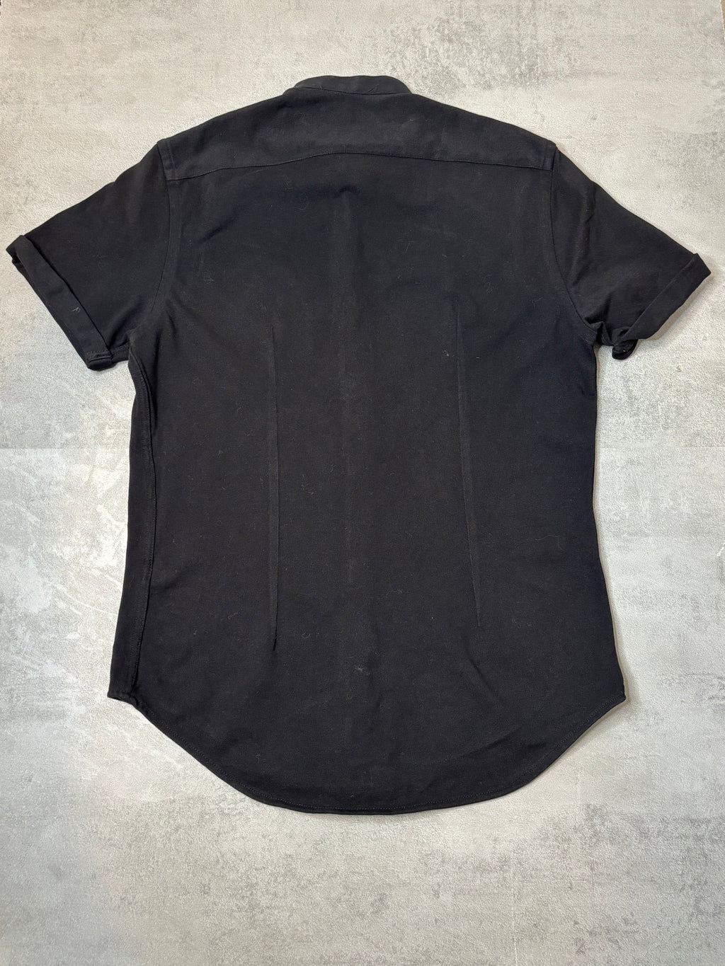 Chemise Zara Man Slim Fit Noire à Col Mao – Manches Courtes