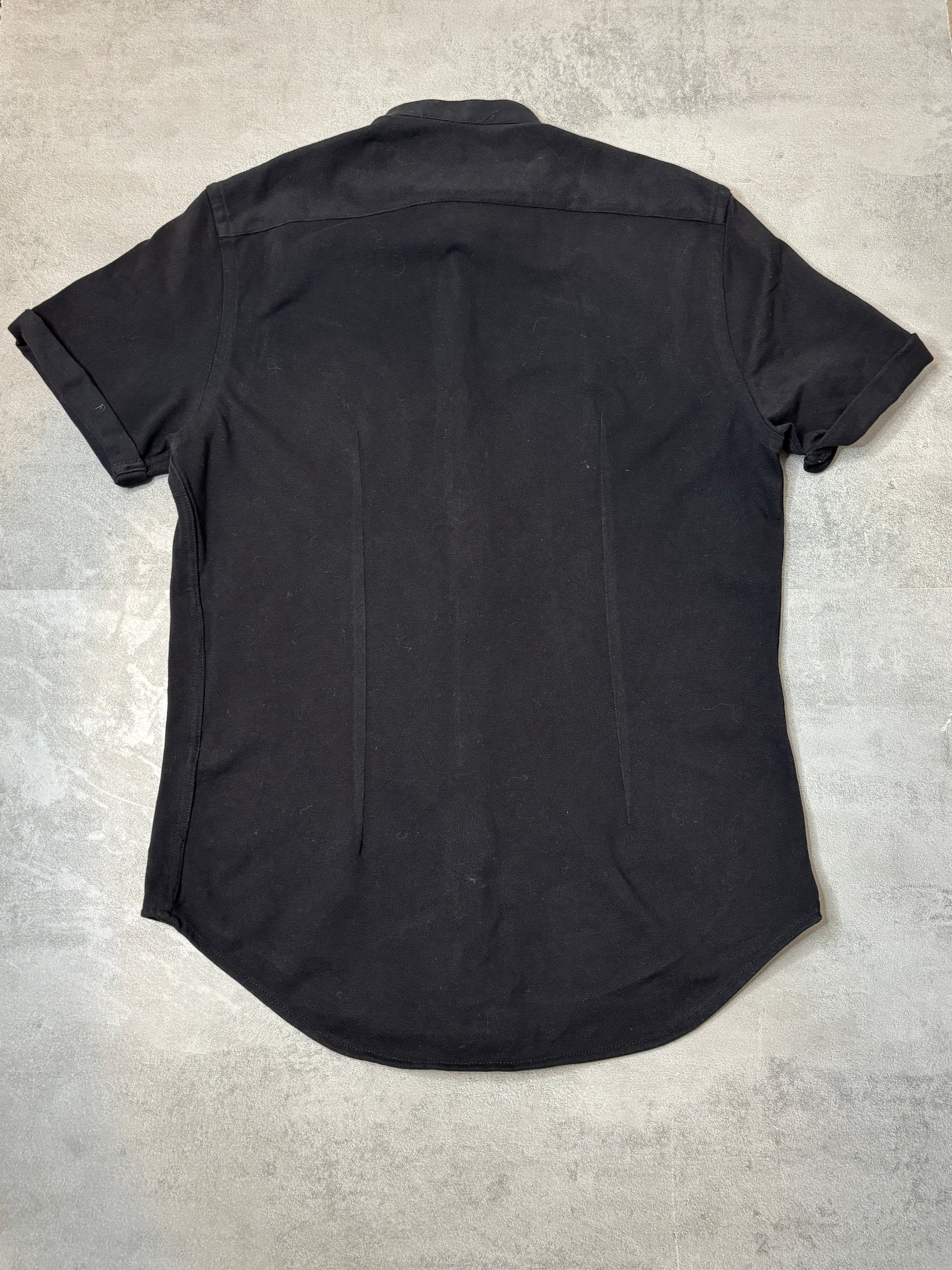 Chemise Zara Man Slim Fit Noire à Col Mao – Manches Courtes