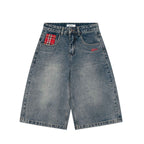 Short en Jean Patchwork Vintage Femme – Coupe Ample Streetwear