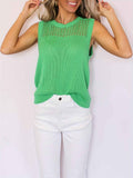 Top Femme Sans Manches Maille Fine - Vert