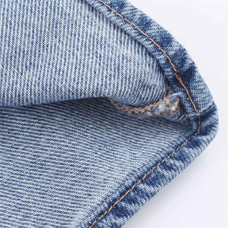 Robe Courte Effet Denim à Nouer – Encolure Américaine & Décolleté V
