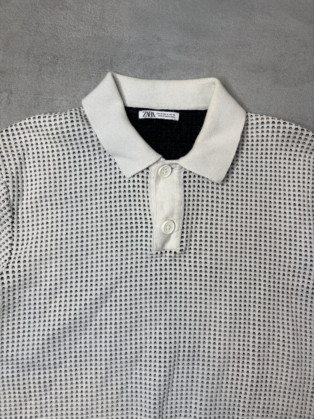 Polo en Maille Zara Homme – Blanc Cassé Texturé