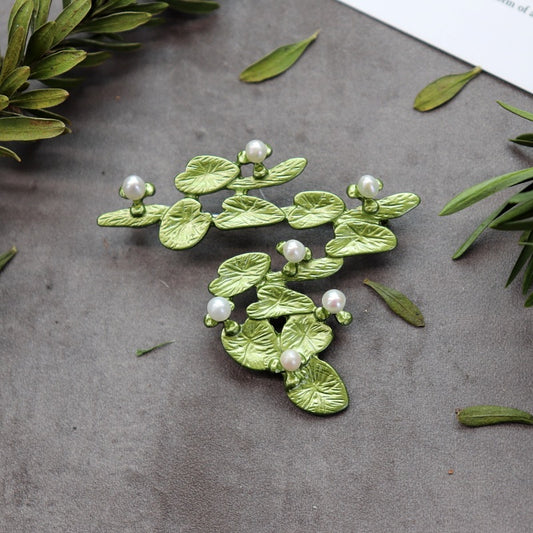 BROCHE ÉGLANTINE PERLE ÉLÉGANCE FLORALE RÉTRO