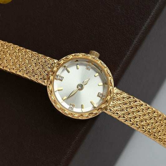 MONTRE DORÉE MINI VINTAGE ÉLÉGANCE RÉTRO MINIMALISTE