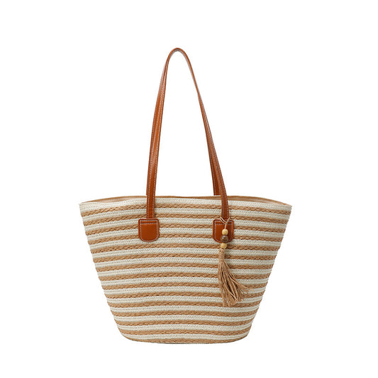 SAC DE SHOPPING TISSÉ BICOLORE MINIMALISTE