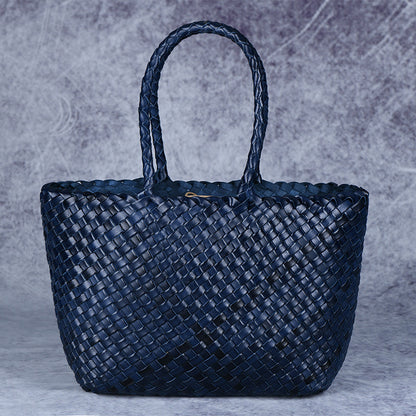 SAC DE SHOPPING TRESSÉ RÉTRO CUIR PLEINE FLEUR