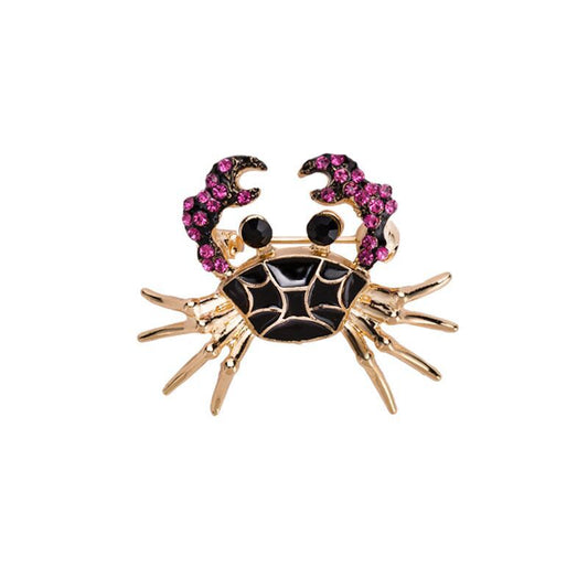 BROCHE PETIT CRABE ÉMAIL NOIR VIOLET MYSTIQUE