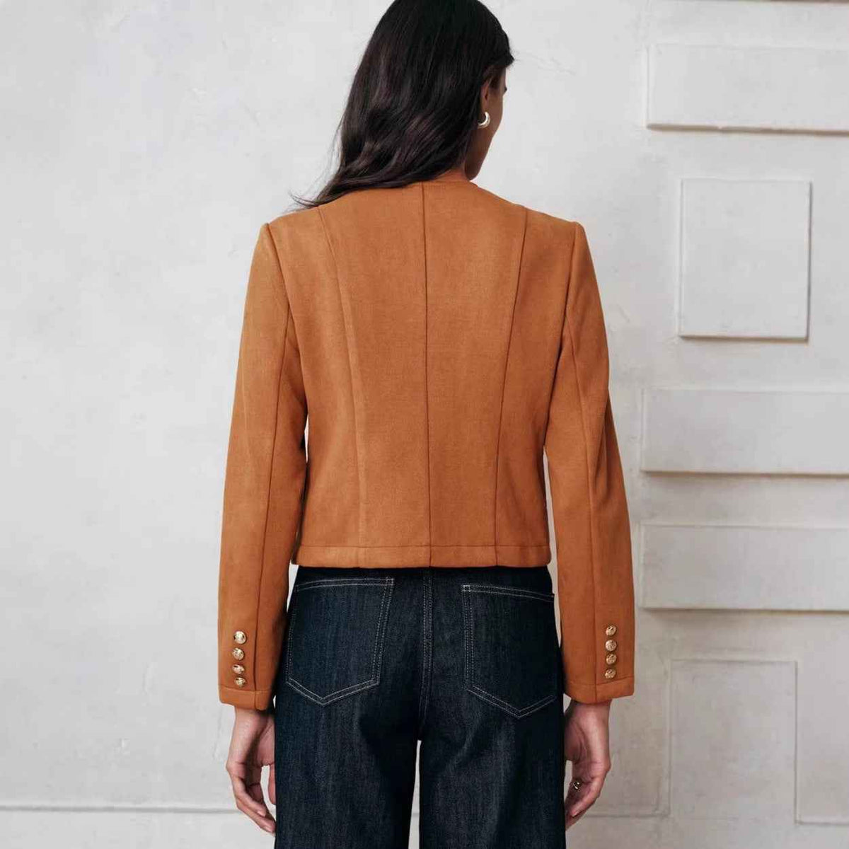 Veste en Lin Boutonnée à Coupe Décontractée