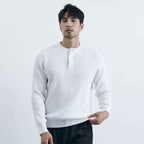 Pull Homme Coréen Maille Fine Col Boutonné – Style Casual Chic