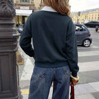 Fake Two-piece Spliced Polo-collar Sweatshirt