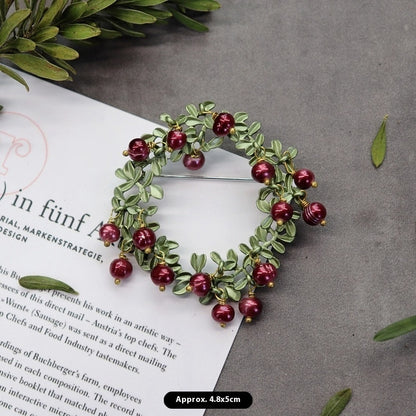 BROCHE ÉGLANTINE PERLE ÉLÉGANCE FLORALE RÉTRO