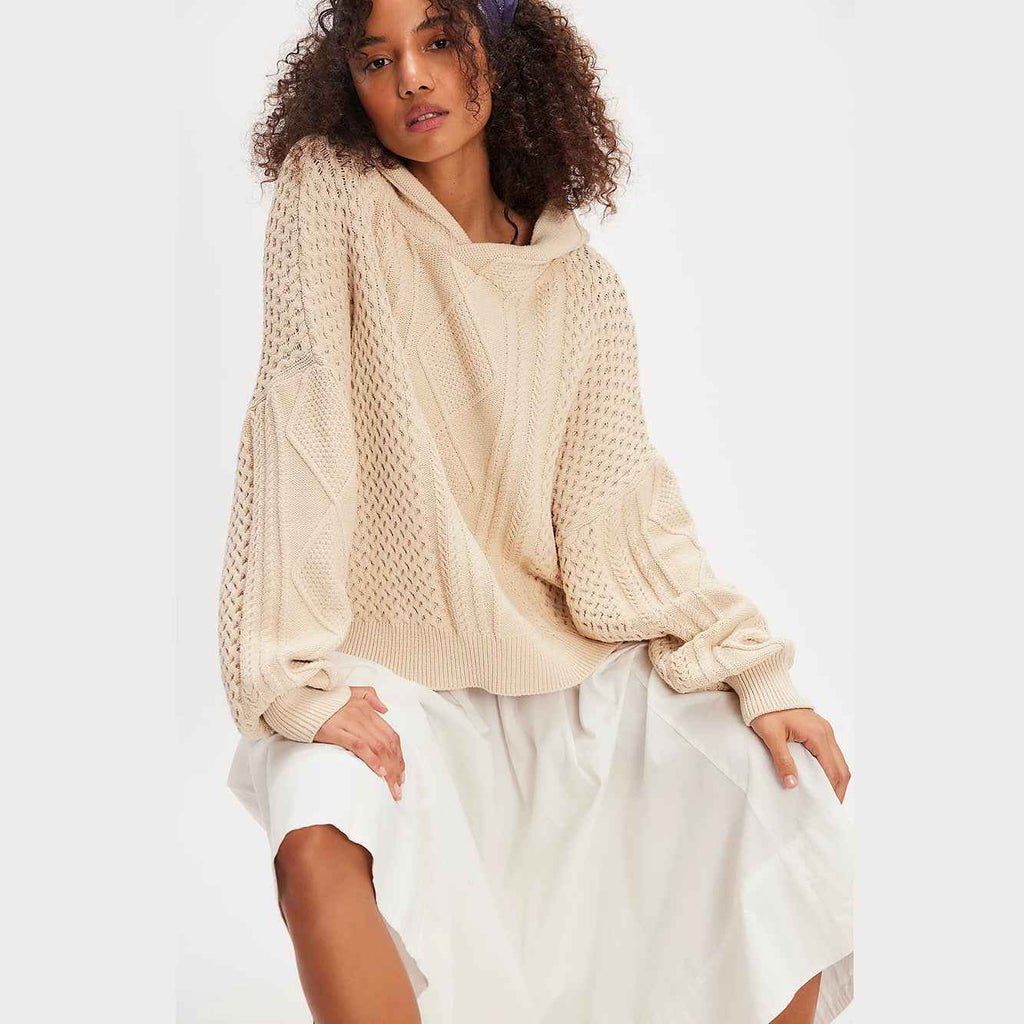 Solid-color Hooded Sweatshirt High-street Style Unisex Knitwear