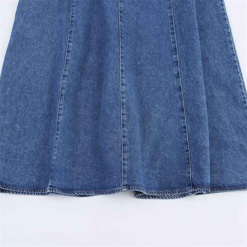 Robe Courte Effet Denim à Nouer – Encolure Américaine & Décolleté V