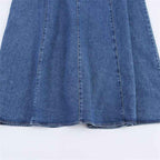 Robe Courte Effet Denim à Nouer – Encolure Américaine & Décolleté V