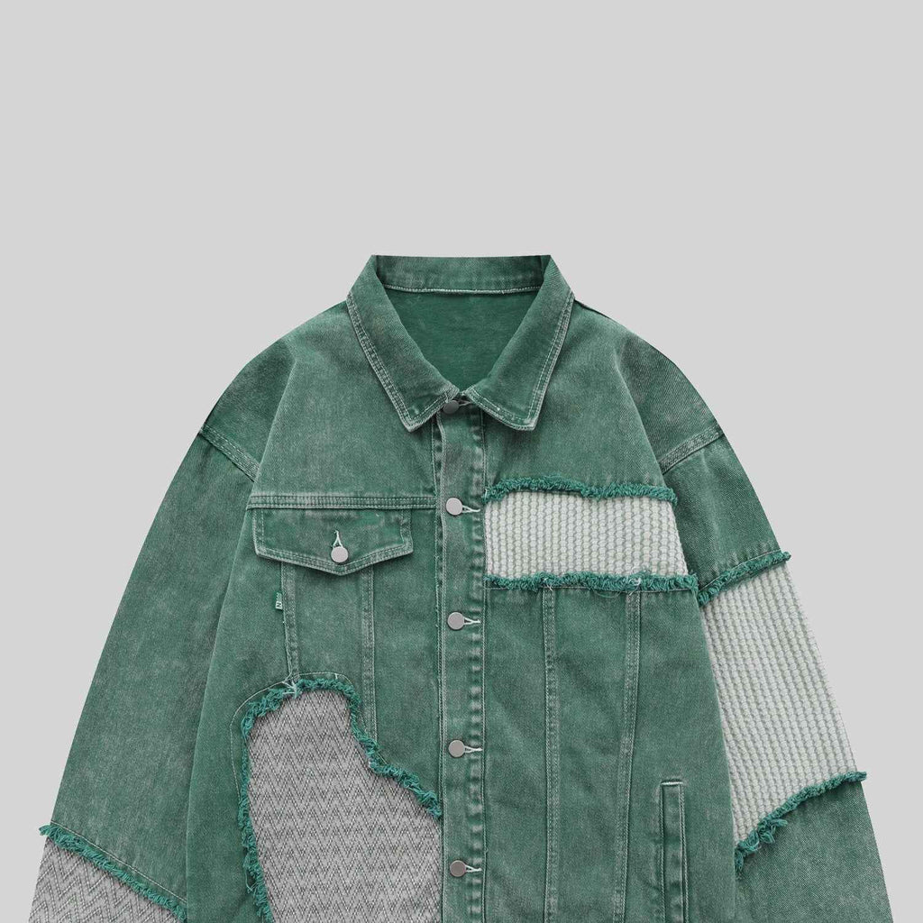 Veste Denim Patchwork Oversize Unisexe - Collection Signature ELJOE