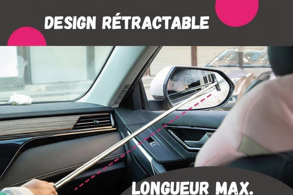 Essuie-Rétroviseur Voiture Rétractable – Visibilité Claire sous la Pluie