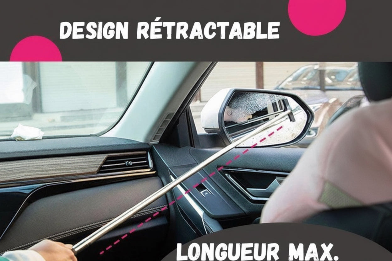 Essuie-Rétroviseur Voiture Rétractable – Visibilité Claire sous la Pluie