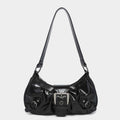 Sac à bandoulière en cuir rétro Y2K plissé à rivets