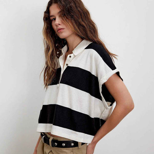 Polo Oversize Rayé Style Vintage - Y2K Crop Top