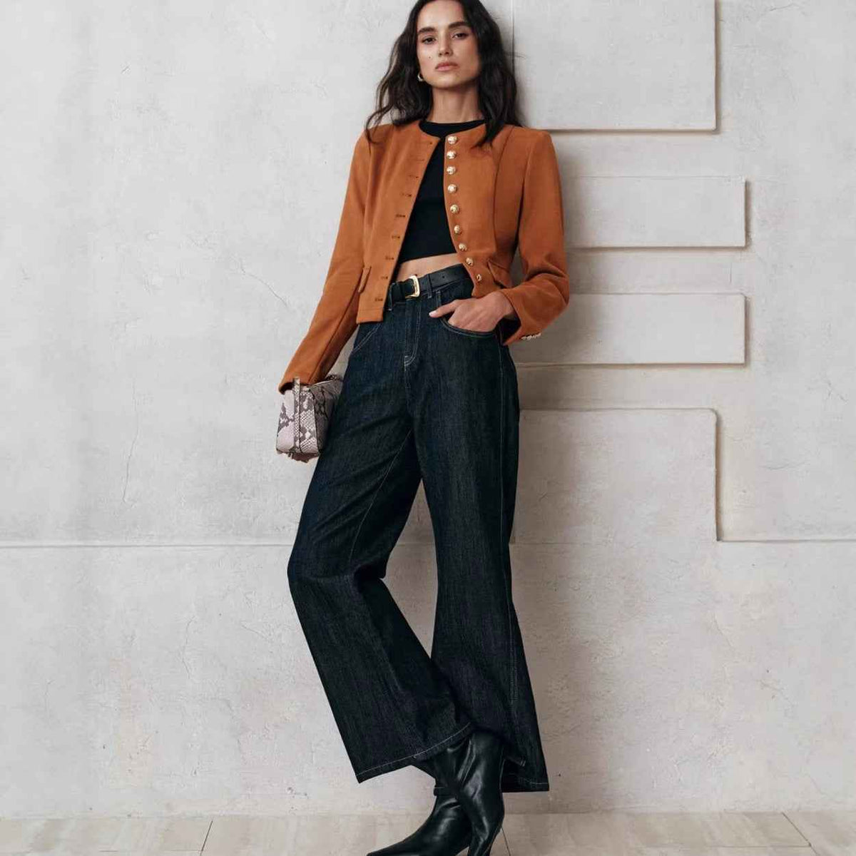 Veste en Lin Boutonnée à Coupe Décontractée
