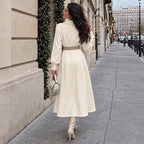 Robe-Chemise Midi Évasée en Maille Crème