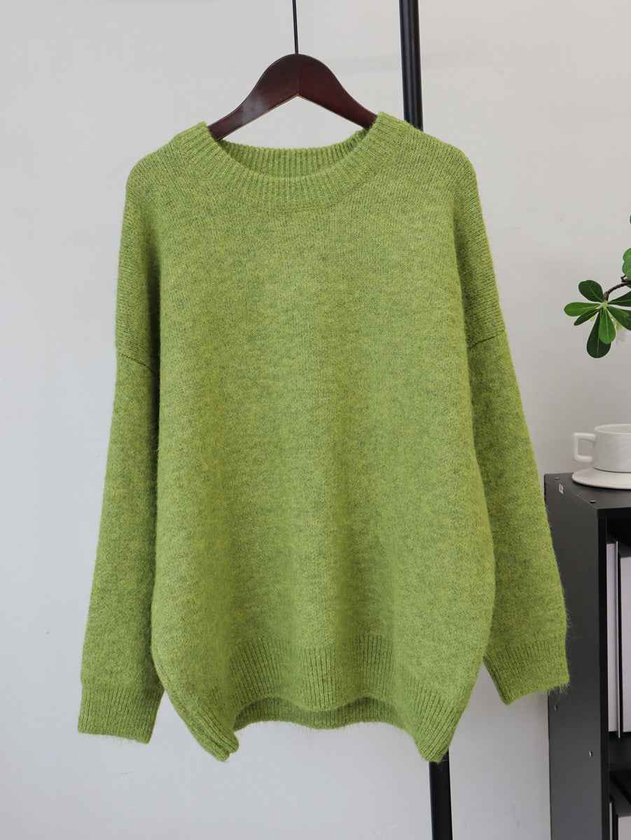 Pull col rond en maille duveteuse