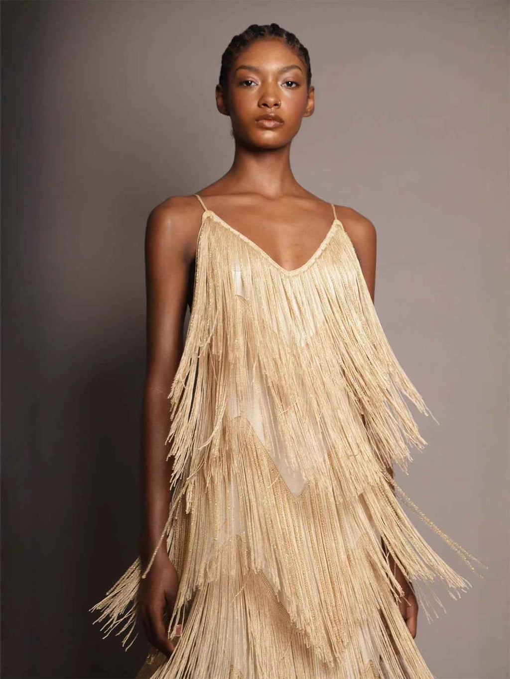 ROBE MAXI À FRANGES