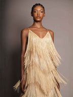 ROBE MAXI À FRANGES