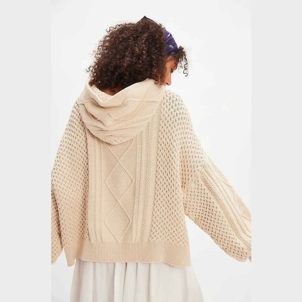 Solid-color Hooded Sweatshirt High-street Style Unisex Knitwear